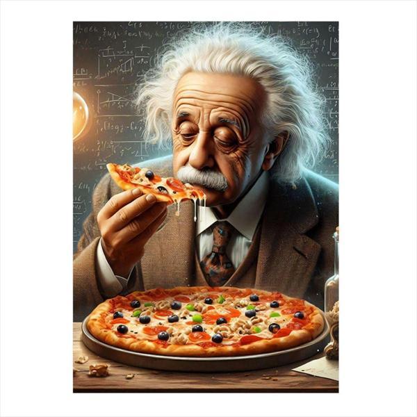 Ekart Pizza Yiyen Albert Einstein Mdf poster 35 cm x 50 cm - Image 1