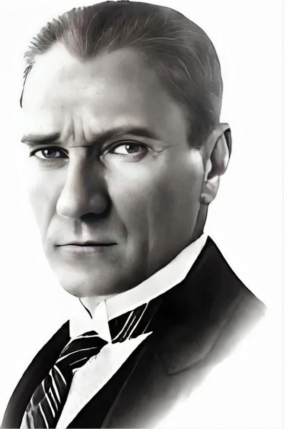 Ekart Siyah Beyaz Mustafa Kemal Atatürk Hediyelik Mdf Tablo 50 cm x 70 cm - Image 1