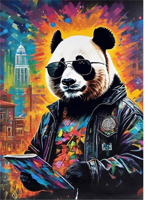 Ekart Gözlüklü Panda Tasarım Mdf Tablo 50 cm x 70 cm - Image 1