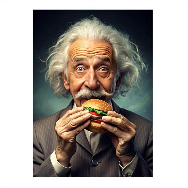 Ekart Hamburger Ve Albert Einstein Mdf Tablo 35 cm x 50 cm - Image 1