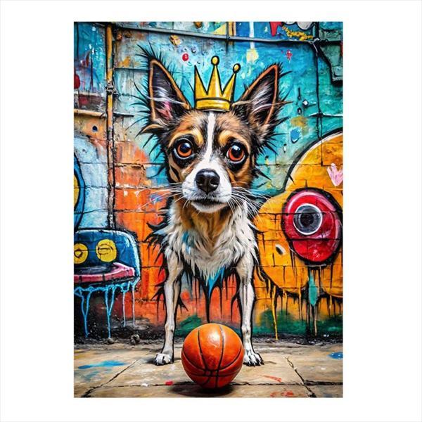 Ekart Graffitiköpek Ve Basketbol Topu Tasarım Mdf Tablo 50 cm x 70 cm - Image 1