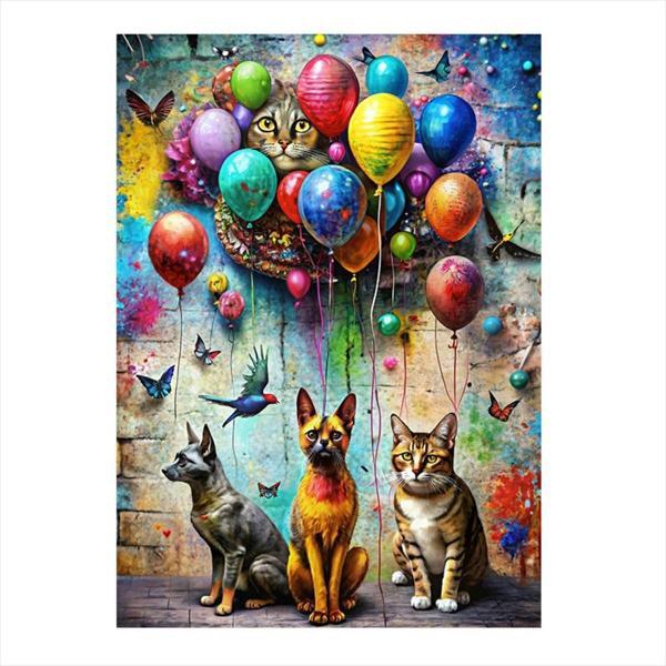Ekart Renkli Balonlar Ve Hayvanlar Desenli Mdf Tablo 50 cm x 70 cm - Image 1