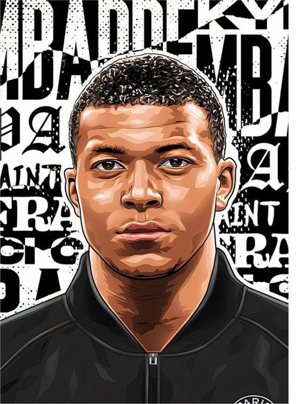 Ekart Kylian Mbappé Futbolcu Art Mdf Poster 35 cm x 50 cm - Image 1