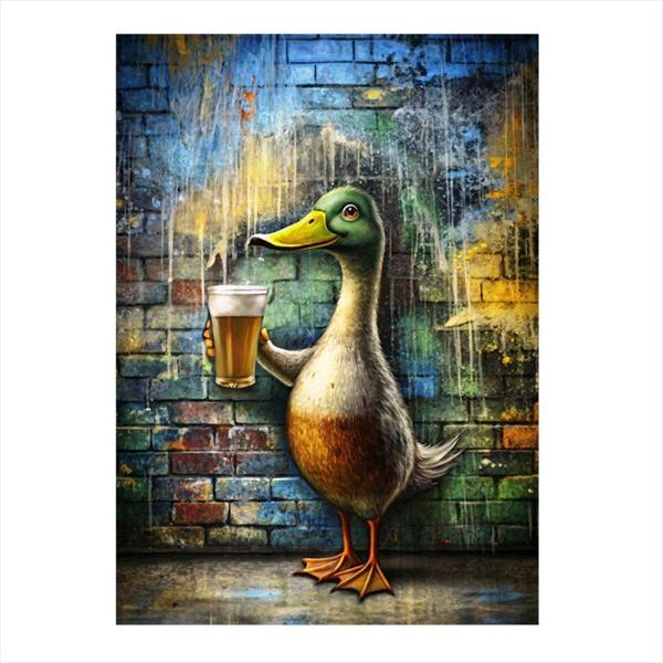Ekart Bira İçen Ördek Hediyelik Mdf Tablo 50 cm x 70 cm - Image 1
