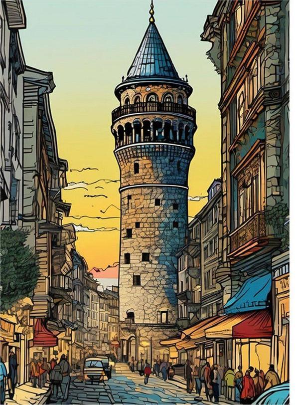 Ekart Tarihi Galata Kulesi Desenli Mdf Tablo 50 cm x 70 cm - Image 1