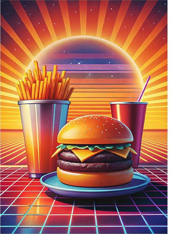 Ekart Hamburger Menüsü Mdf Tablo 50 cm x 70 cm - Image 1