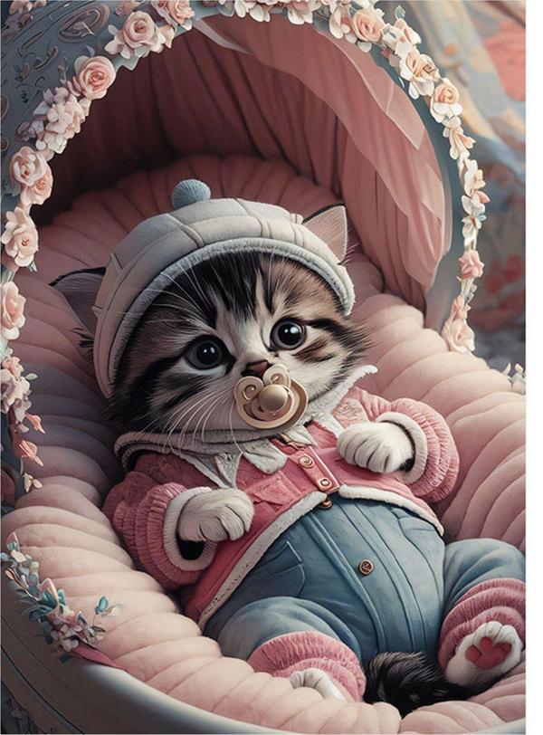 Ekart Bebek Kedi Art Mdf Tablo 35 cm x 50 cm - Image 1