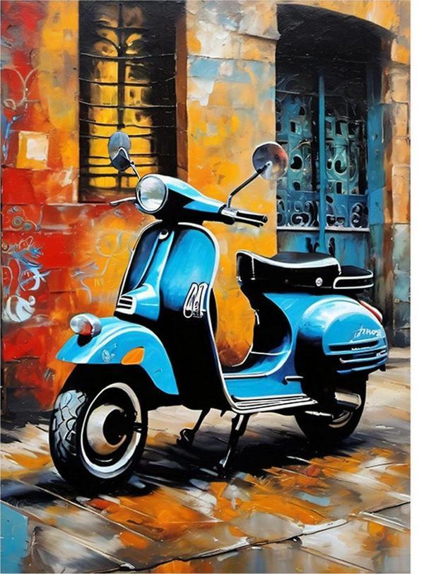 Ekart Mavi Scooter Motor Mdf Tablo 50 cm x 70 cm - Image 1