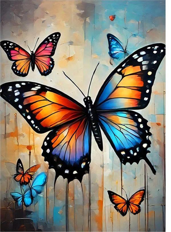 Ekart Eski Fon Renkli Kelebekler Tasarım Mdf Tablo 50 cm x 70 cm - Image 1