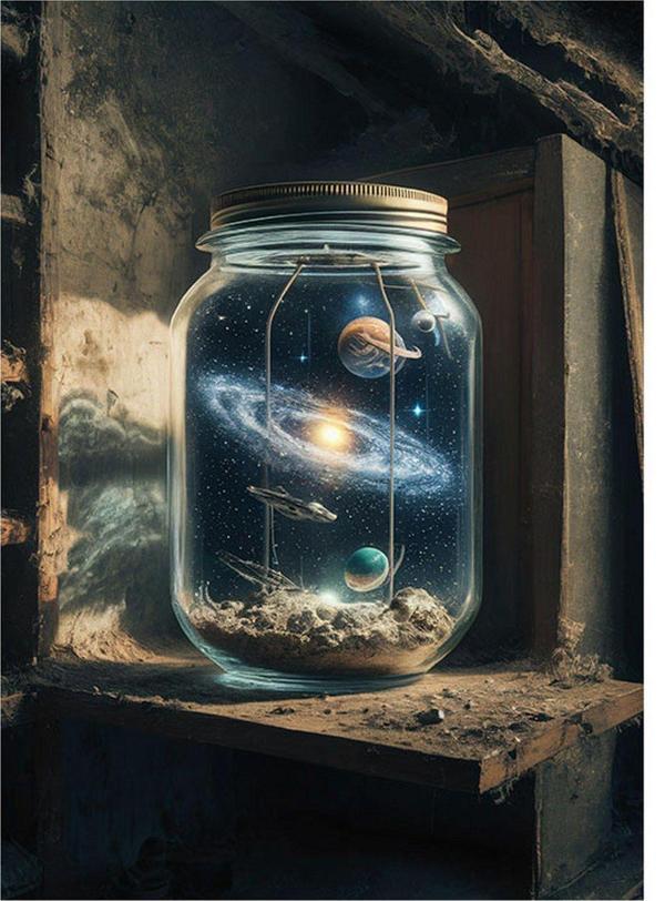 Ekart Şişe İçinde Galaxy Art Mdf Tablo 35 cm x 50 cm - Image 1
