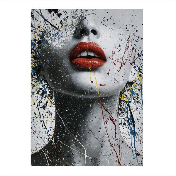 Ekart Kırmızı Rujlu Kadın Mdf Tablo 50 cm x 70 cm - Image 1