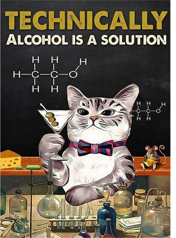 Ekart Alkol Molekülü Ve Kedi Mdf poster 35 cm x 50 cm - Image 1