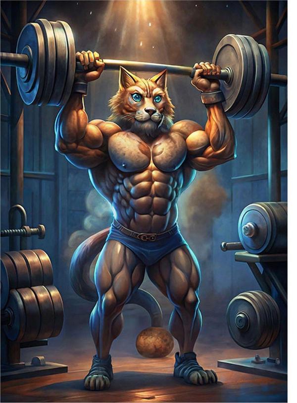 Ekart Halter Kaldıran Kedi Dekoratif Mdf Tablo 35 cm x 50 cm - Image 1