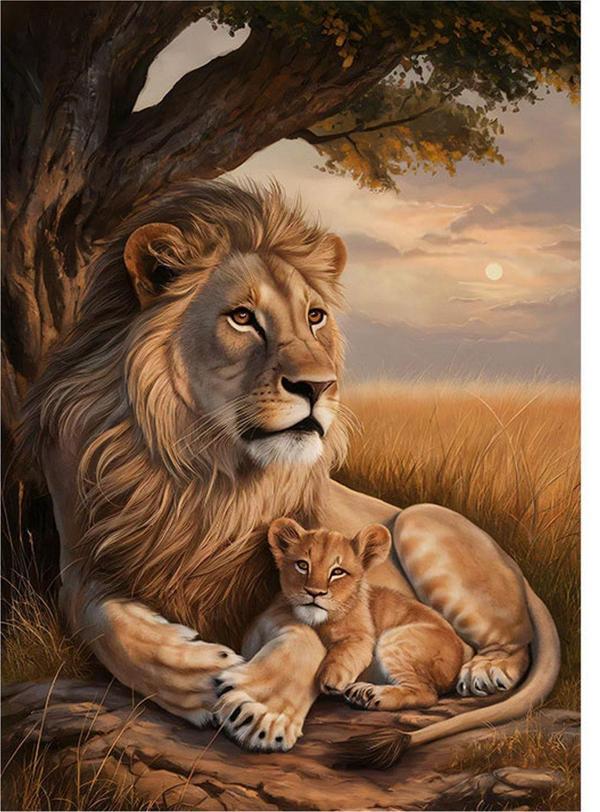 Ekart Erkek Aslan Ve Yavrusu Dekoratif Mdf Tablo 50 cm x 70 cm - Image 1