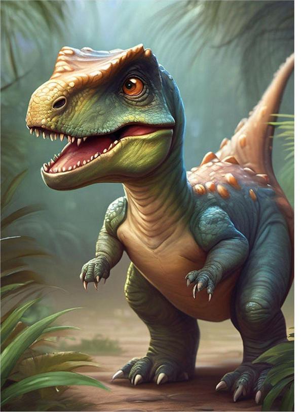 Ekart Sevimli Dinozor Art Mdf Poster 35 cm x 50 cm - Image 1