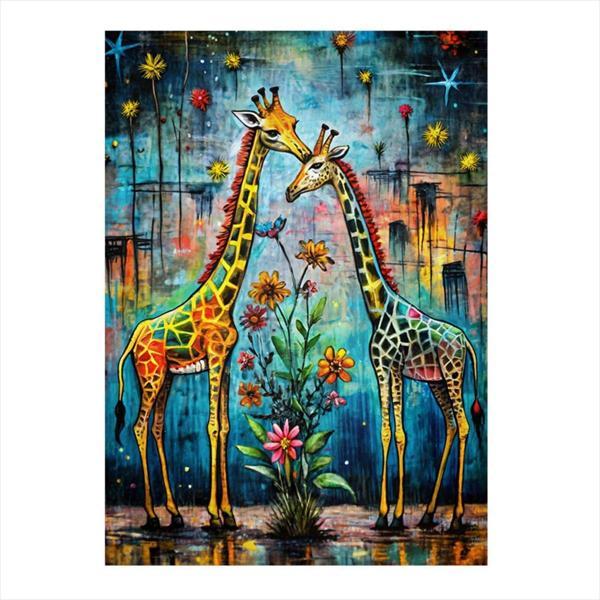 Ekart Sevimli Zürafalar Ve Çiçekler Mdf Tablo 35 cm x 50 cm - Image 1