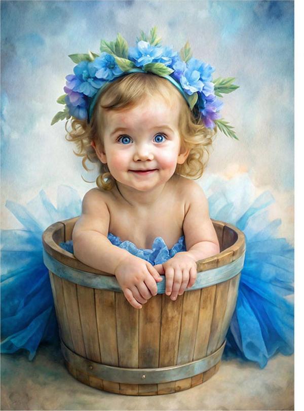 Ekart Kovadaki Kız Çocuğu Art Mdf Tablo 35 cm x 50 cm - Image 1