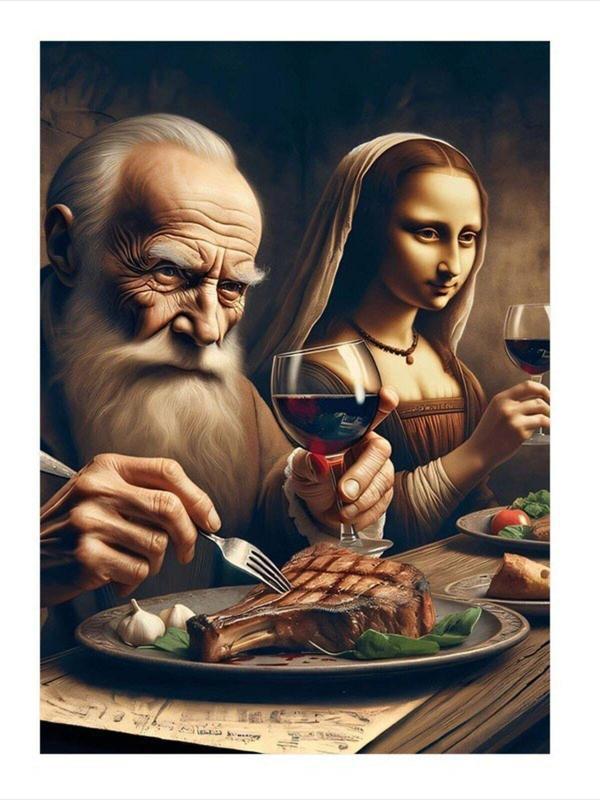 Ekart Leonardo Ve Mona Lisa Desenli Mdf Tablo 35 cm x 50 cm - Image 1