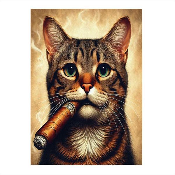 Ekart Puro İçen Sevimli Kedi Art Mdf Poster 35 cm x 50 cm - Image 1
