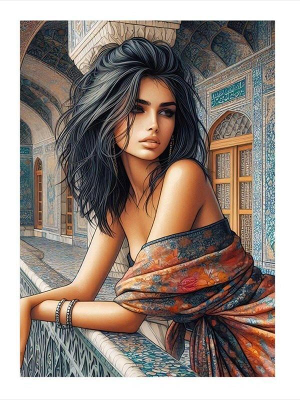 Ekart Çinili Köşk Ve Esmer Kadın Modern Mdf Tablo 35 cm x 50 cm - Image 1