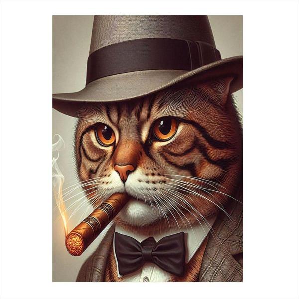Ekart Puro İçen Retro Kedi Desenli Mdf Tablo 50 cm x 70 cm - Image 1