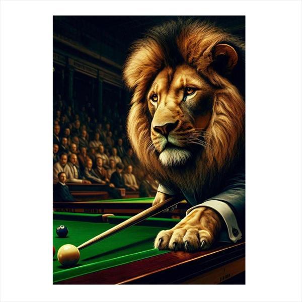 Ekart Bilardo Oynayan Aslan Mdf Tablo 50 cm x 70 cm - Image 1