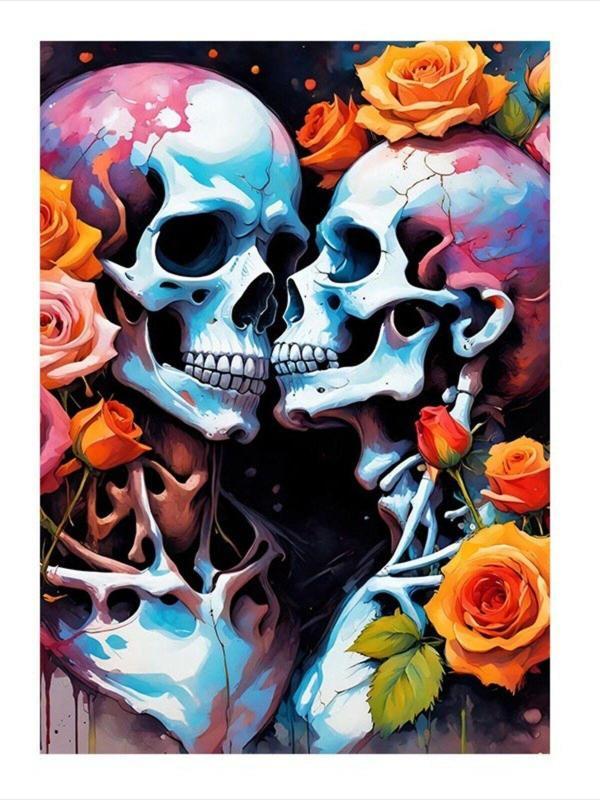 Ekart Sarılan Çiçekli İskeletler Art Mdf Tablo 25 cm x 35 cm - Image 1