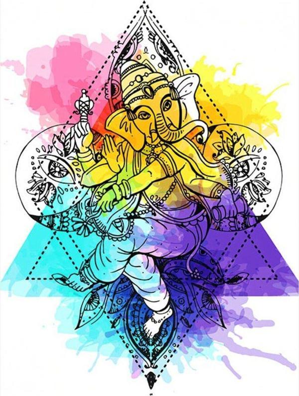 Ekart Fil Kafalı Tanrı Ganesha Model Mdf tablo 35 cm x 50 cm - Image 1