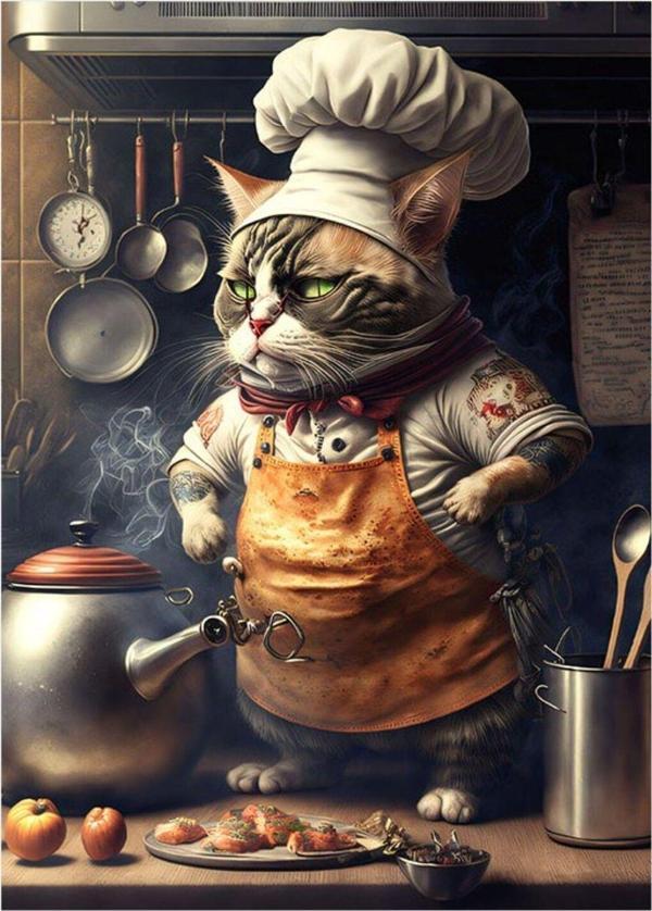Ekart Aşçı Kedi Art Mdf Poster 35 cm x 50 cm - Image 1