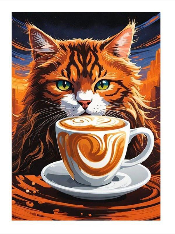 Ekart Kahve Ve Kedi Hediyelik Mdf Tablo 35 cm x 50 cm - Image 1