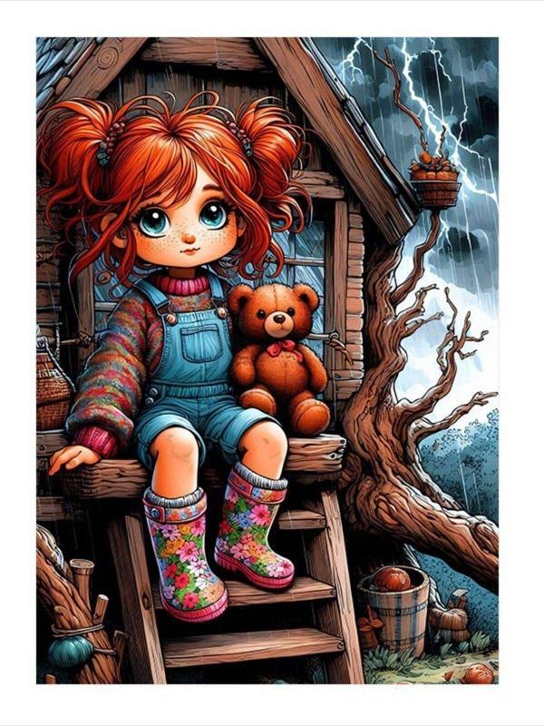 Ekart Küçük Kız Ve Oyuncak Ayısı Art Mdf Poster 50 cm x 70 cm - Image 1