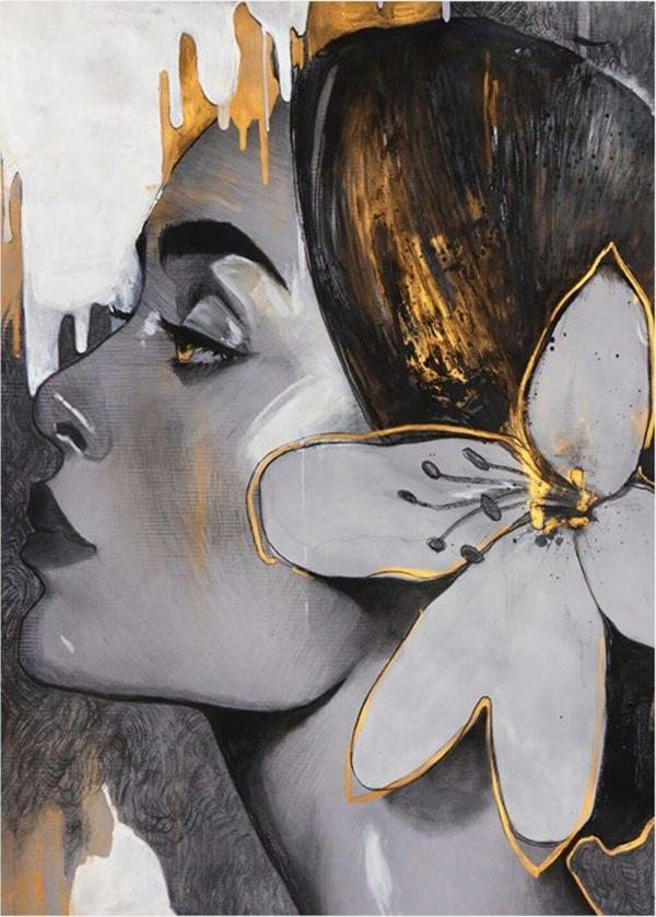 Ekart Kadın Ve Çiçek Mdf Tablo 35 cm x 50 cm - Image 1