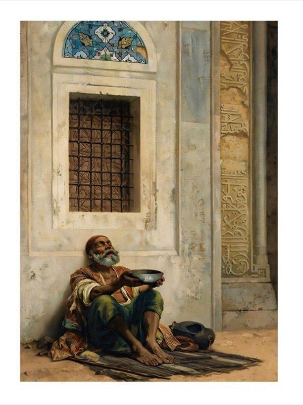 Ekart Cami Kapısında Dilenci Model Mdf tablo 25 cm x 35 cm - Image 1