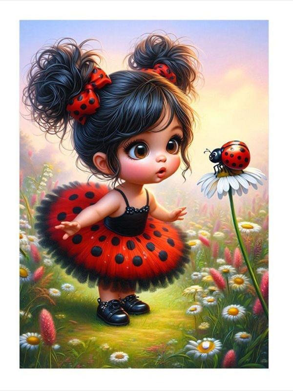 Ekart Uğur Böceği Ve Sevimli Küçük Kız Hediyelik Mdf Tablo 35 cm x 50 cm - Image 1