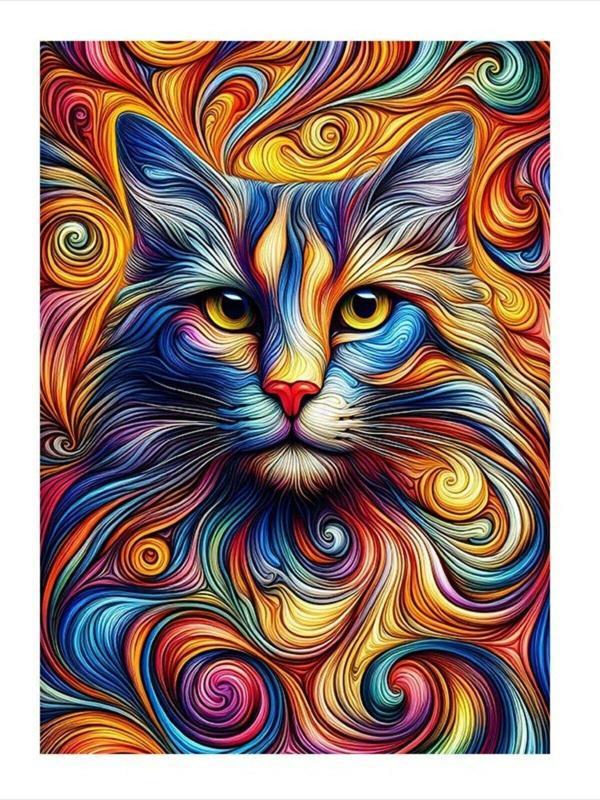 Ekart Renkli Soyut Kedi Art Mdf Poster 50 cm x 70 cm - Image 1