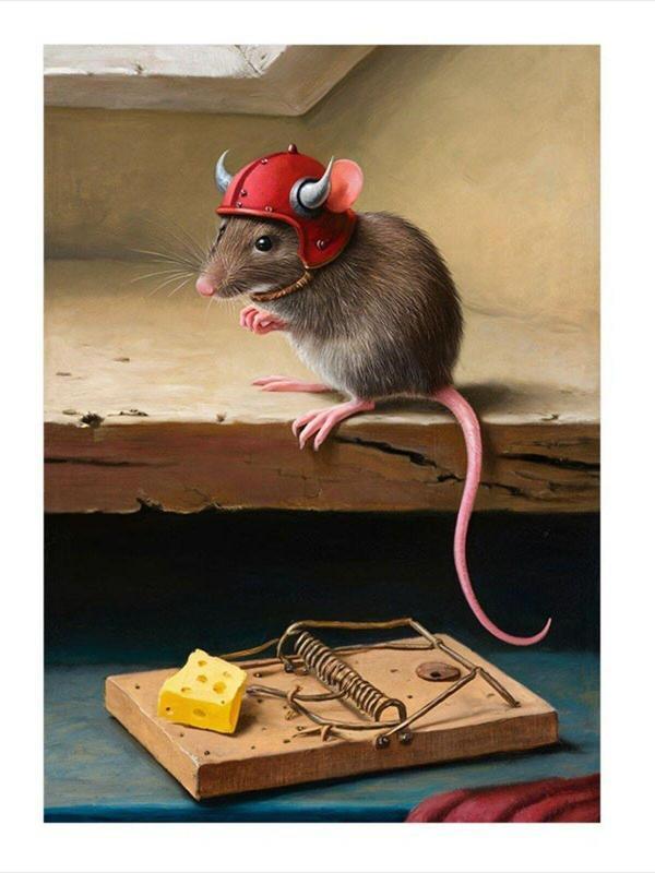 Ekart Fare Ve Fare Kapanı Desenli Mdf Tablo 35 cm x 50 cm - Image 1