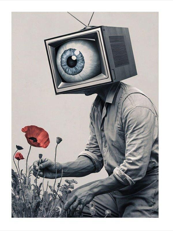 Ekart Televizyon Kafalı Adam Mdf Tablo 50 cm x 70 cm - Image 1