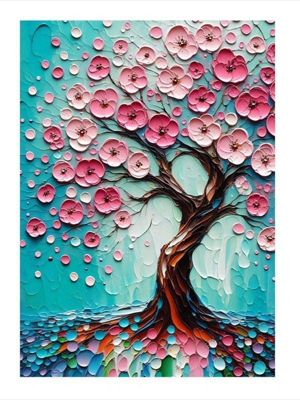 Ekart Ağaç Ve Pembe Çiçekler Art Mdf Poster 25 cm x 35 cm - Image 1