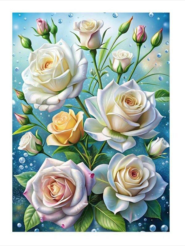 Ekart Beyaz Çiçekler Modern Mdf Tablo 25 cm x 35 cm - Image 1