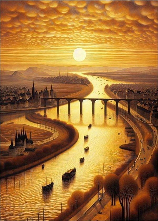 Ekart Gün Batımı Şehir Manzarası Modern Mdf Tablo 25 cm x 35 cm - Image 1