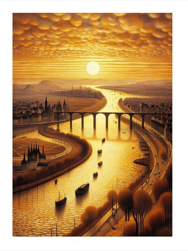 Ekart Gün Batımı Şehir Manzarası Modern Mdf Tablo 50 cm x 70 cm - Image 1