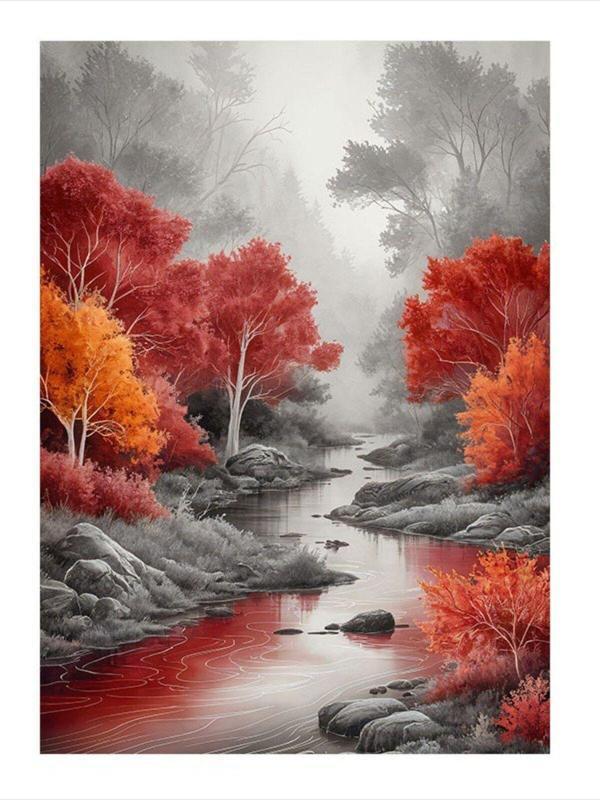 Ekart Kırmızı Ağaçlar Ve Orman Hediyelik Mdf Tablo 50 cm x 70 cm - Image 1
