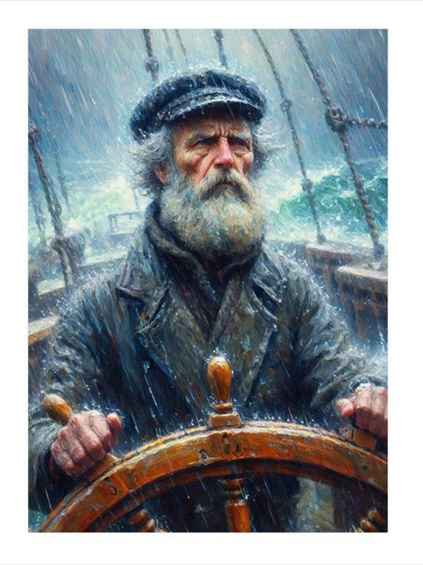 Ekart Fırtınada Gemi Süren Adam Tasarım Mdf Tablo 35 cm x 50 cm - Image 1