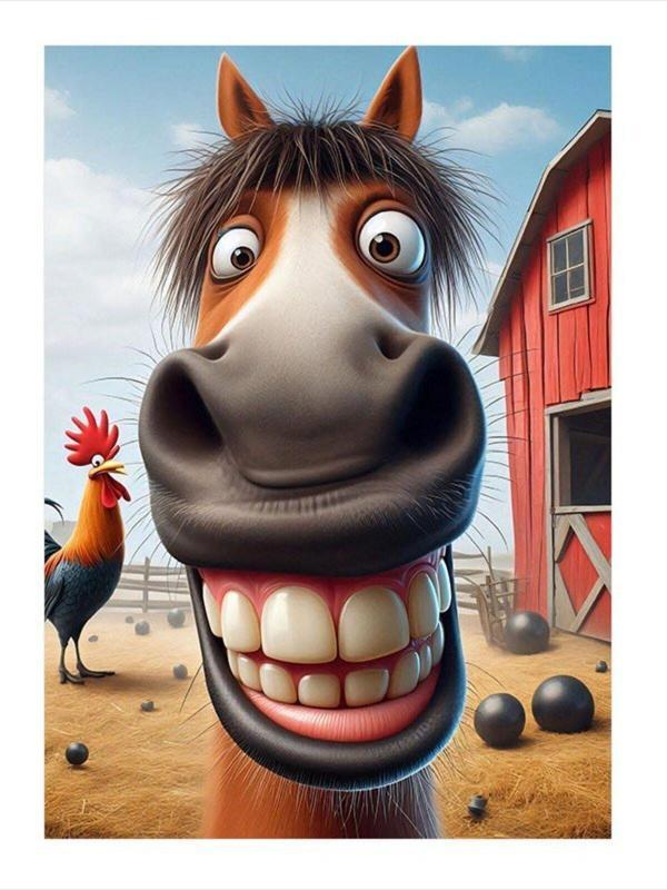 Ekart Gülen Eşek Ve Kümes Desenli Mdf Tablo 35 cm x 50 cm - Image 1