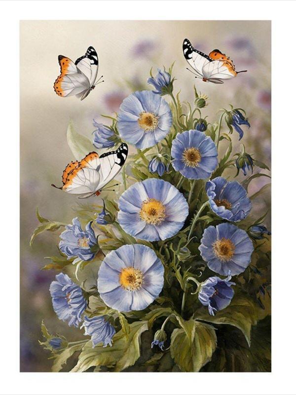 Ekart Çiçekler Ve Kelebek Art Mdf Poster 35 cm x 50 cm - Image 1