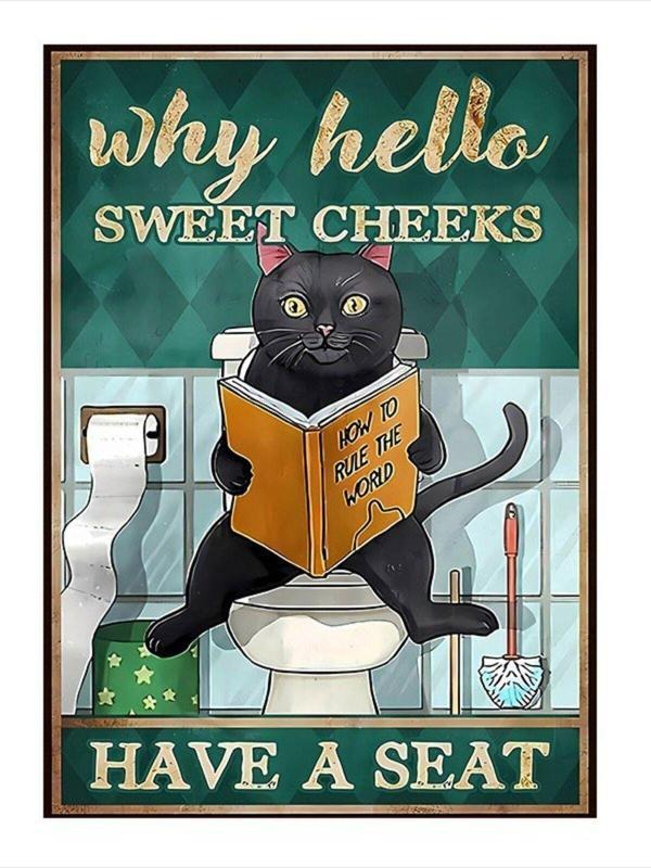 Ekart Tuvaletteki Kedi Model Mdf tablo 25 cm x 35 cm - Image 1