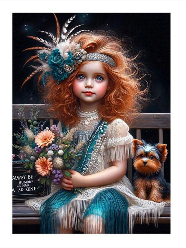 Ekart Küçük Kız Ve Köpeği Mdf Tablo 35 cm x 50 cm - Image 1