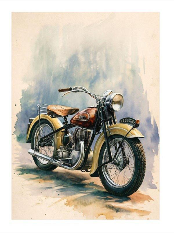 Ekart Retro Motosiklet Mdf Tablo 50 cm x 70 cm - Image 1