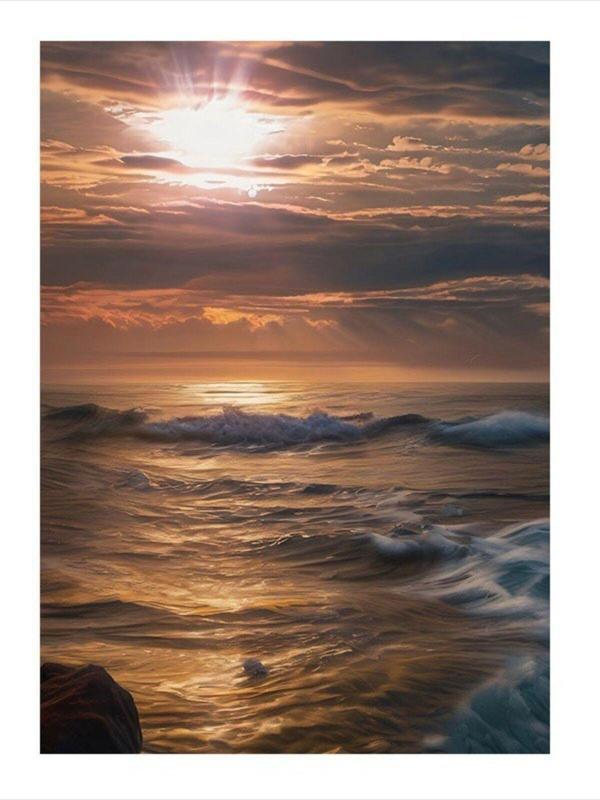 Ekart Güneş Ve Deniz Manzarası Hediyelik Mdf Tablo 35 cm x 50 cm - Image 1