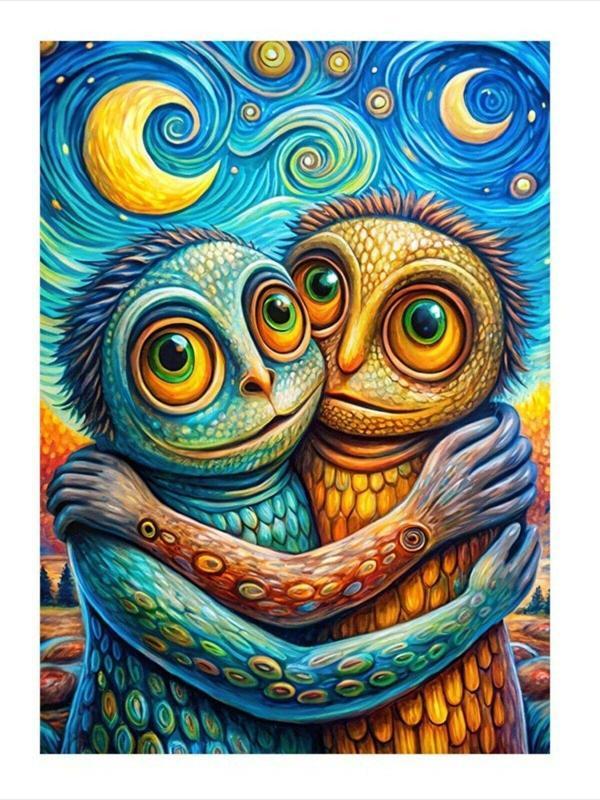 Ekart Sarılan İguanalar Tasarım Mdf Tablo 50 cm x 70 cm - Image 1